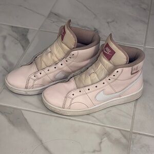 Nike Pink and White High-Top Sneakers